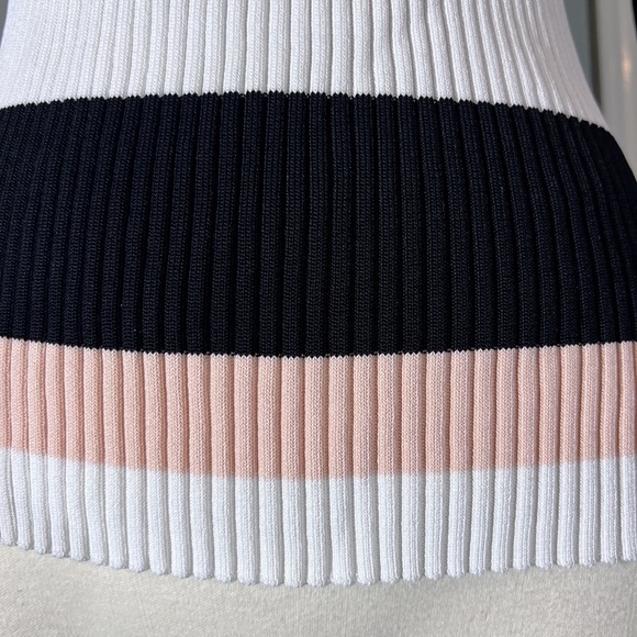 Scripted Sz L Black White Green Peach Blue Ribbed Striped Bell sleeve Top POSH44 - Picture 6 of 12